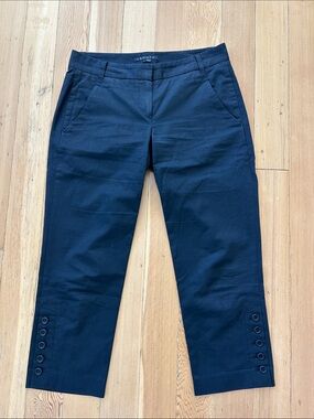 THEORY Black Cropped cotton blend pants with Button detail bottom of leg sz 4